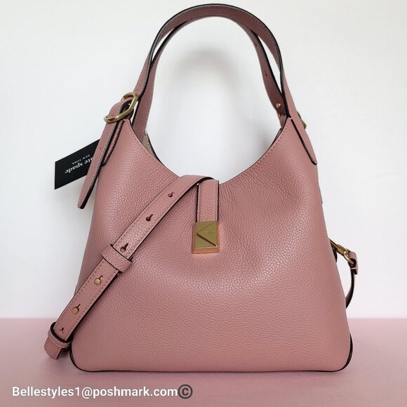 KATE SPADE Deco MEDIUM Pebbled Leather Crossbody Tote Bag- Dusk Rose⭐